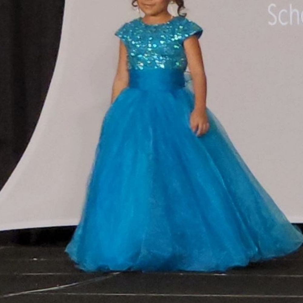 Blue Girls Sherri Hill Pageant Dress